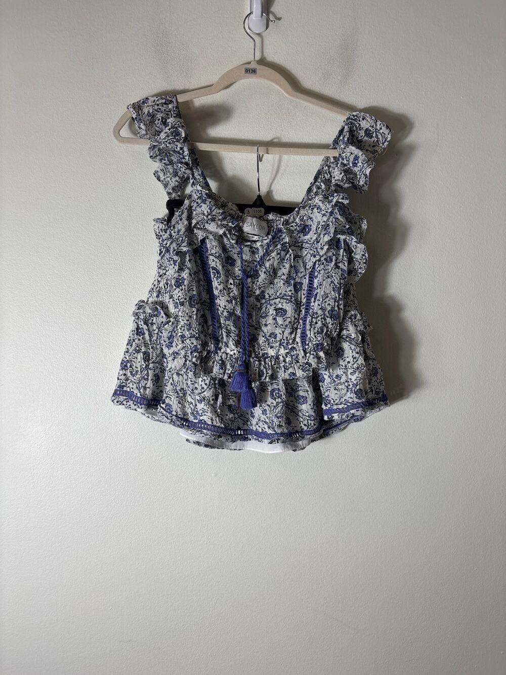 Saylor White Lavender Smocked Mini Skirt Set Sz xs
